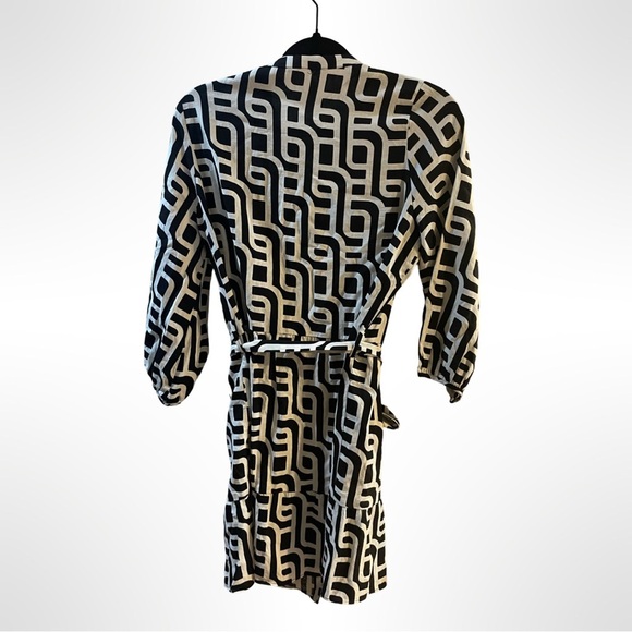 Zara Black and White Geometric Patterned Dress cotton and linen blend size xs - Picture 3 of 4